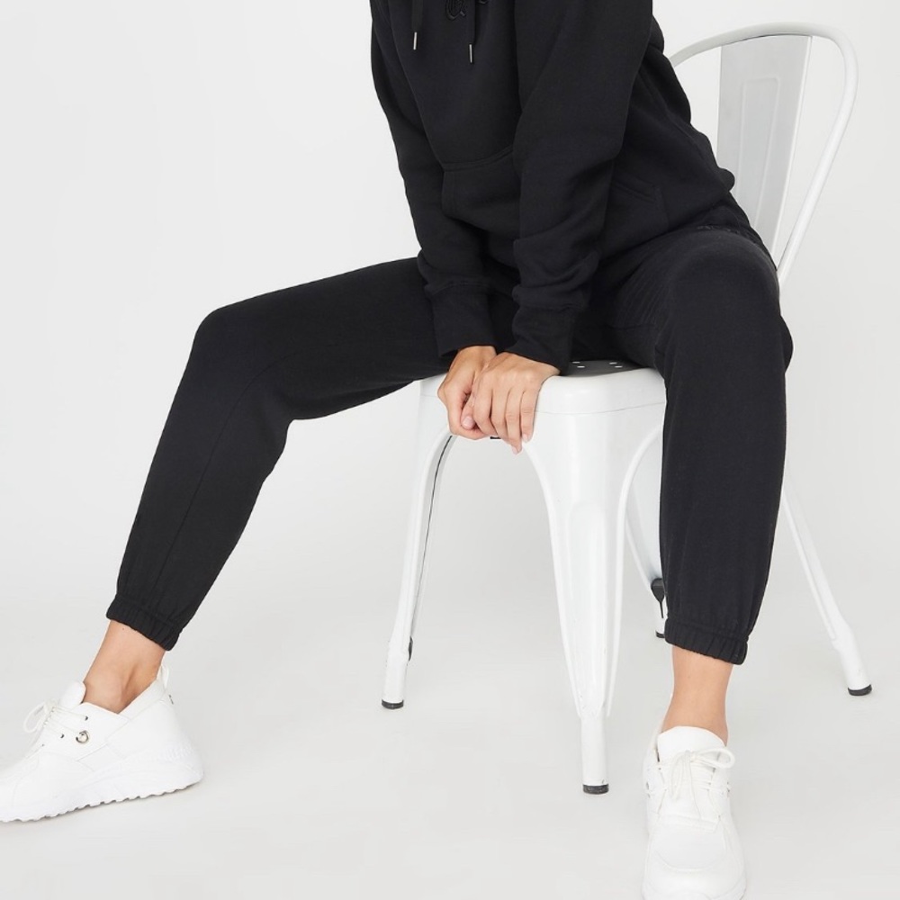 Black Embroidered boyfriend joggers